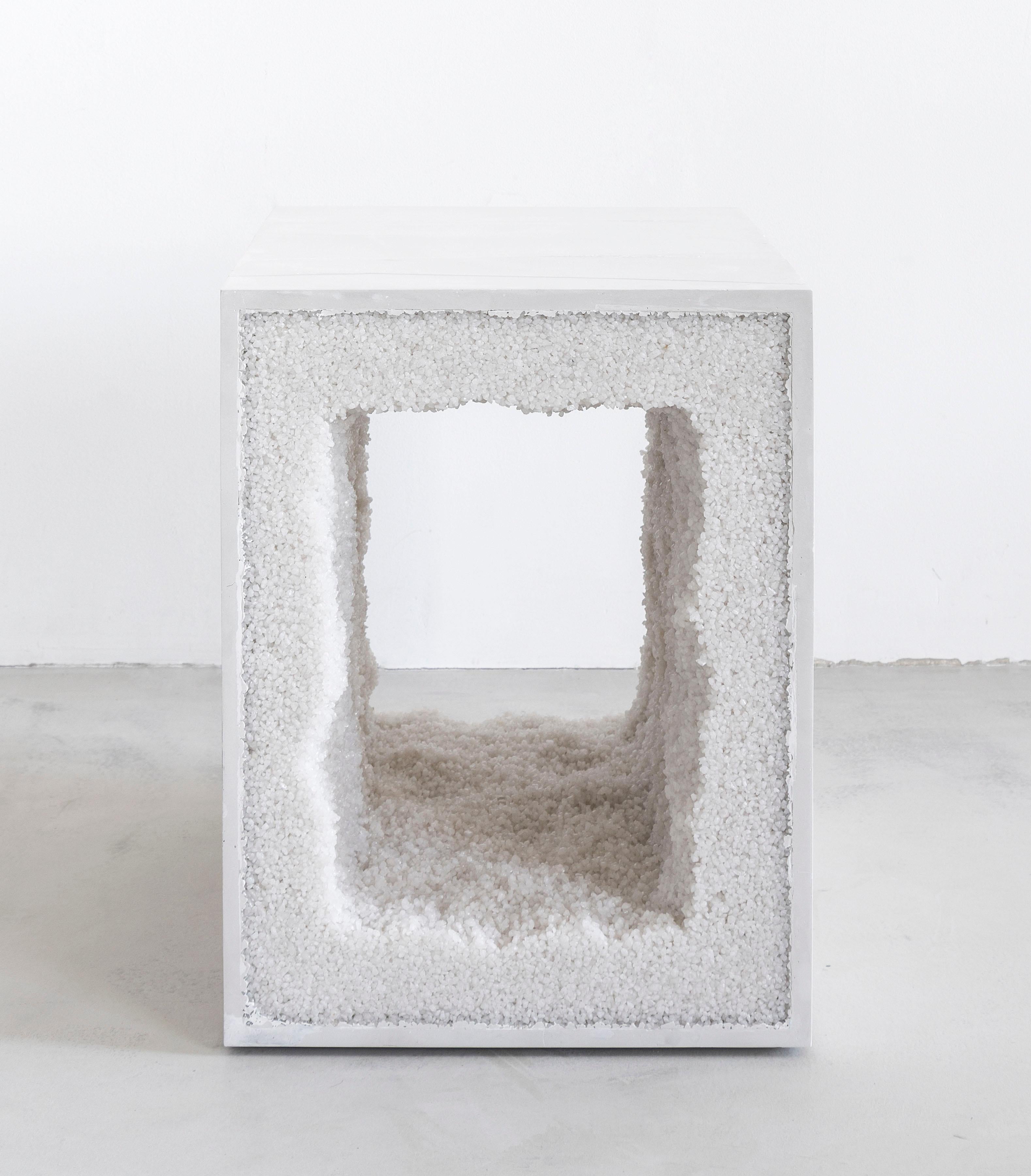 Strata 4 Side Table, Black Cement and Grey Rock Salt by Fernando Mastrangelo For Sale 3