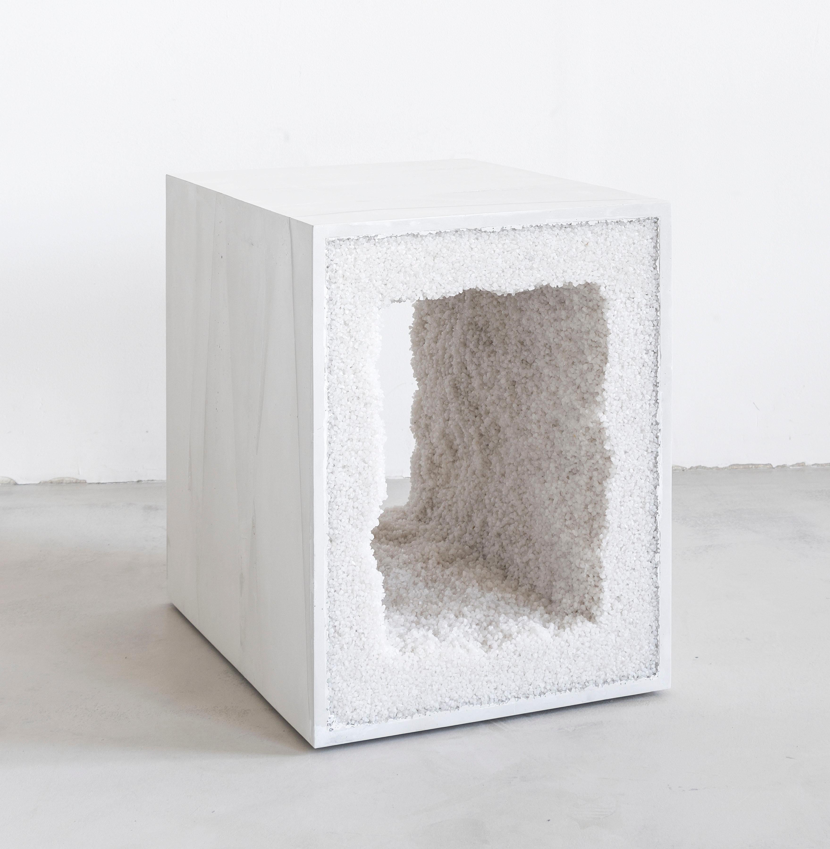 Strata 4 Side Table, Black Cement and Grey Rock Salt by Fernando Mastrangelo For Sale 4