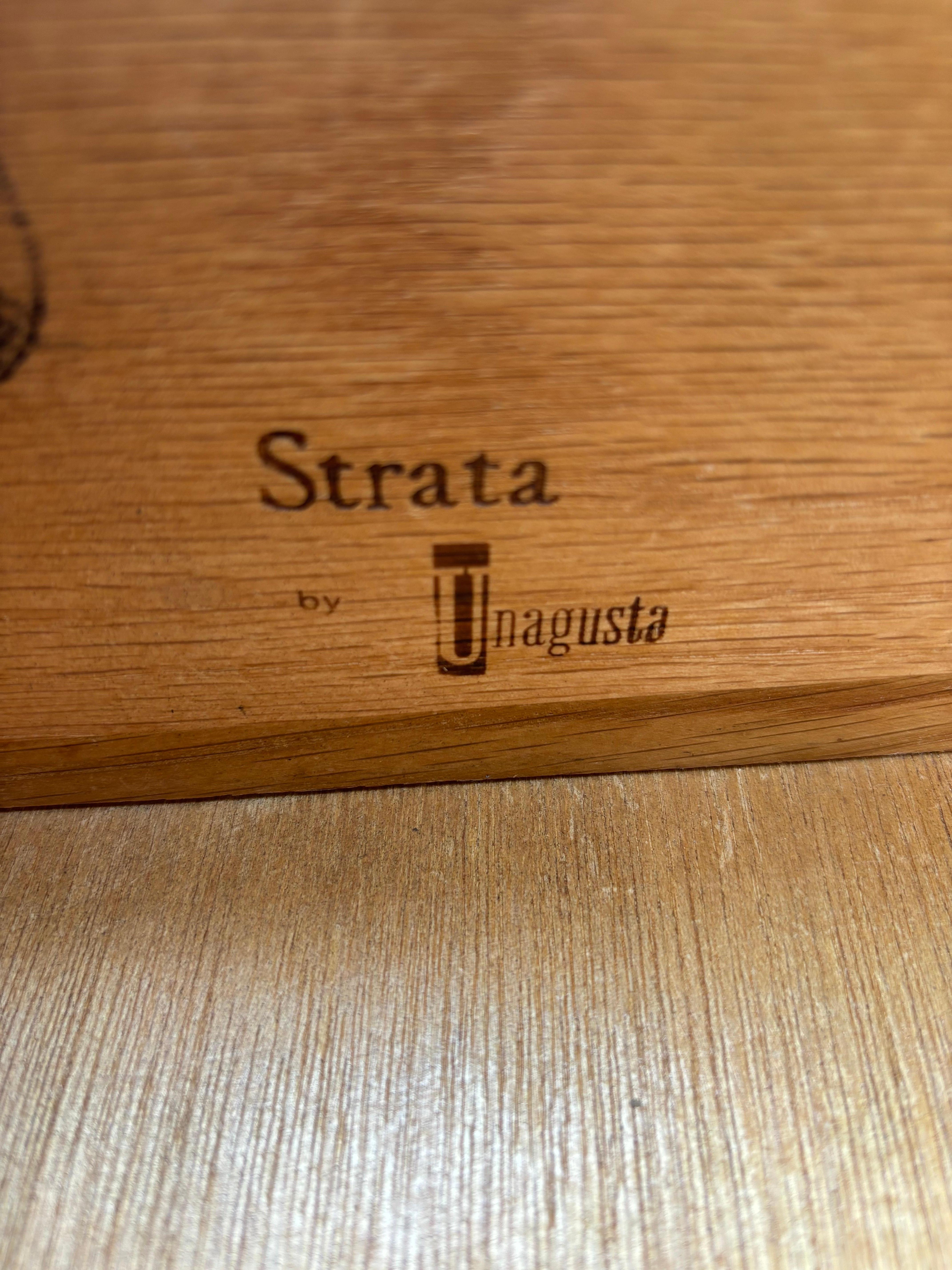 Strata by Unagusta Concave Front Walnut 2 Drawer Nightstand In Good Condition For Sale In Philadelphia, PA