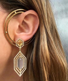 Orecchini Stratum Diamante Pietra di Luna Citrino Oro giallo 18k