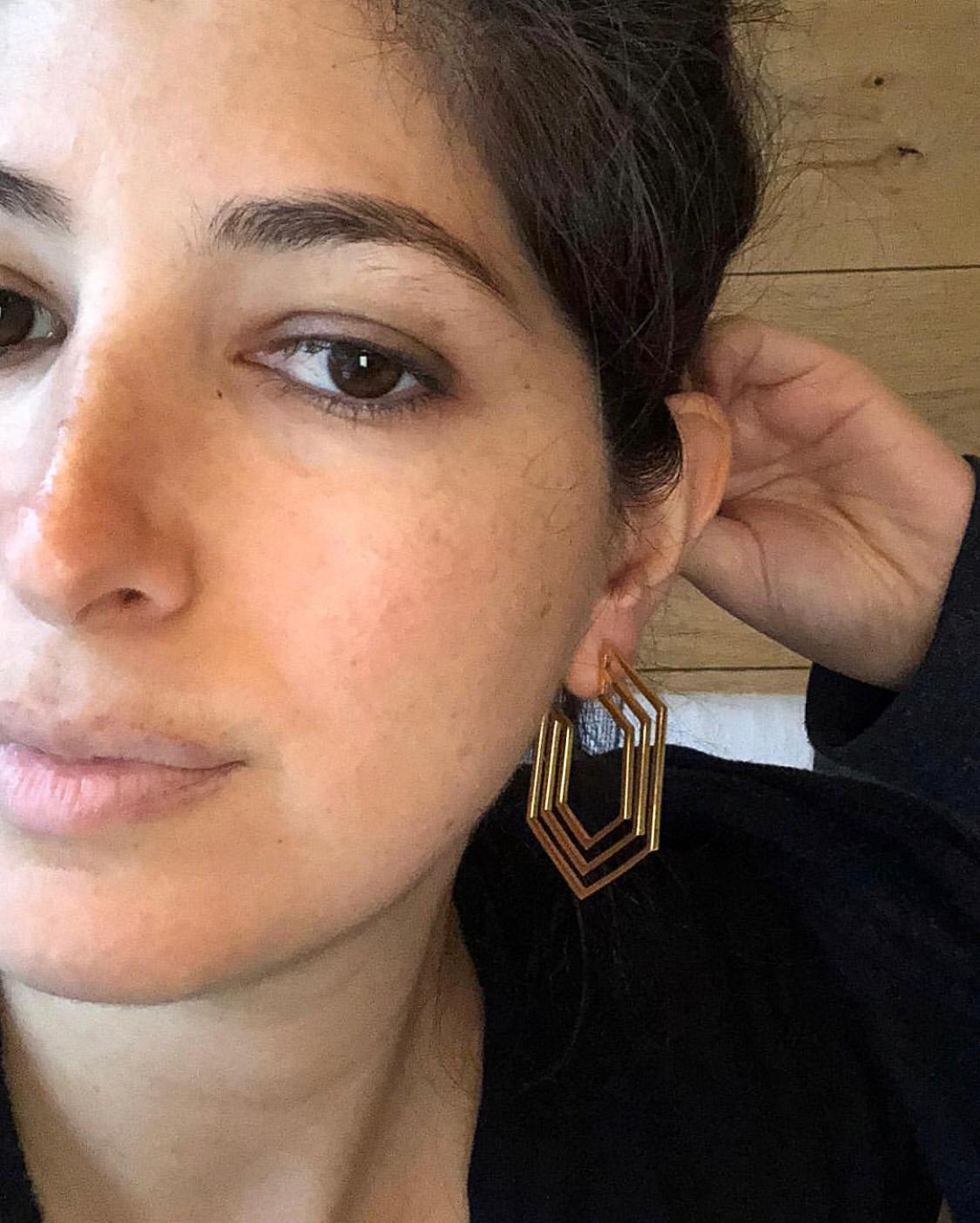 Contemporary Strata Hoops 18 Karat Yellow Gold