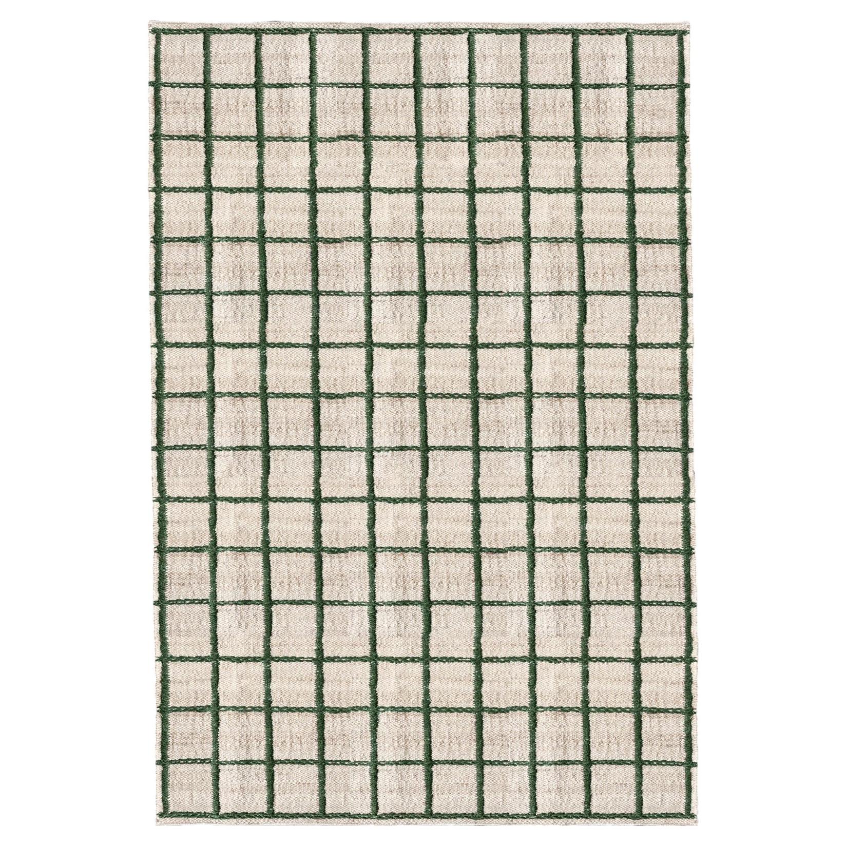 Pre-owned Layered Strata Jute Rug In Green By , Scandinavian Handmade Design