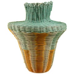 Strata Lace Vase hand woven in Orange, green, and Natural by Studio Herron