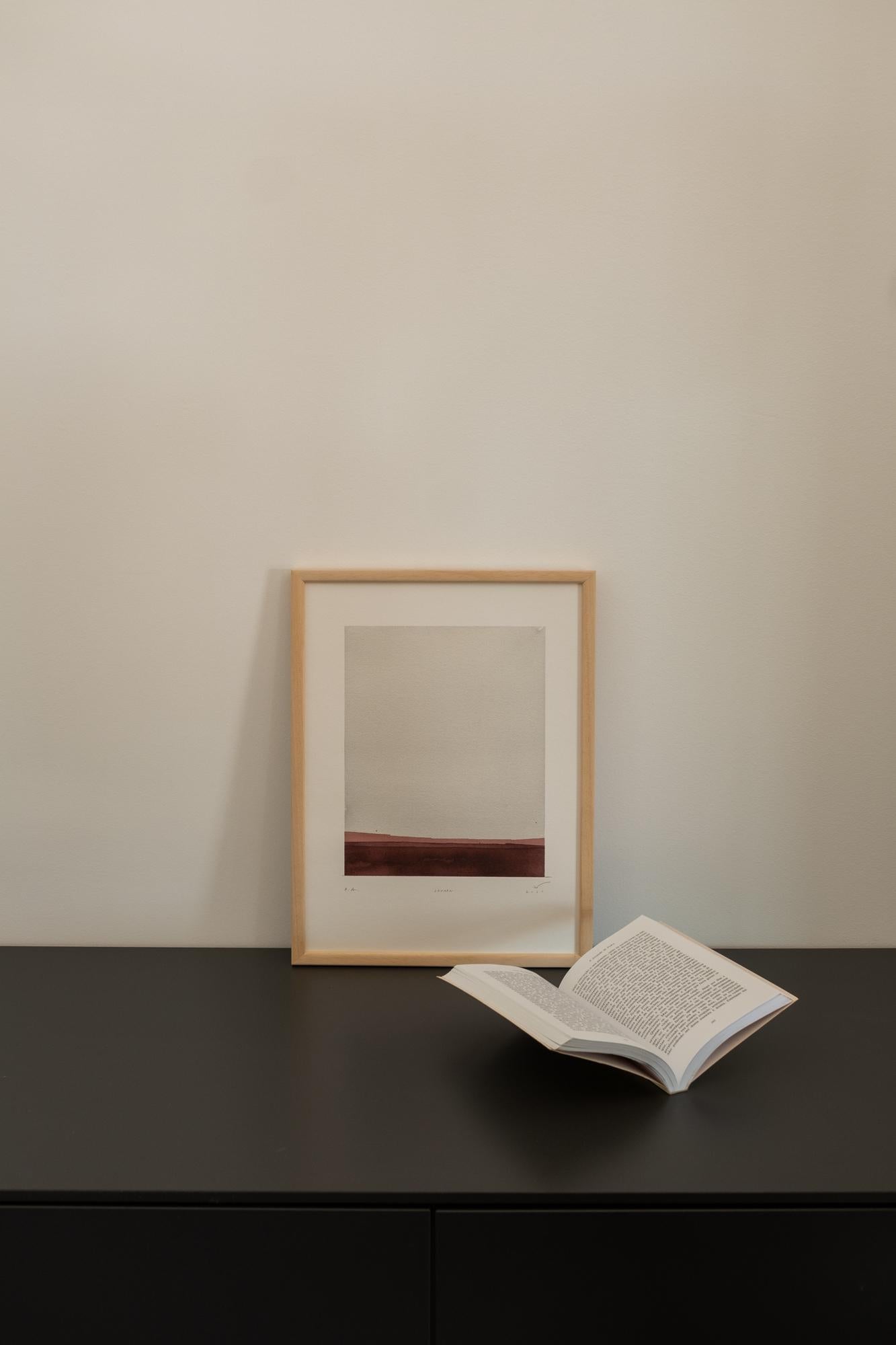 STRATA - Minimalistischer moderner Aquarelldruck im Angebot 1