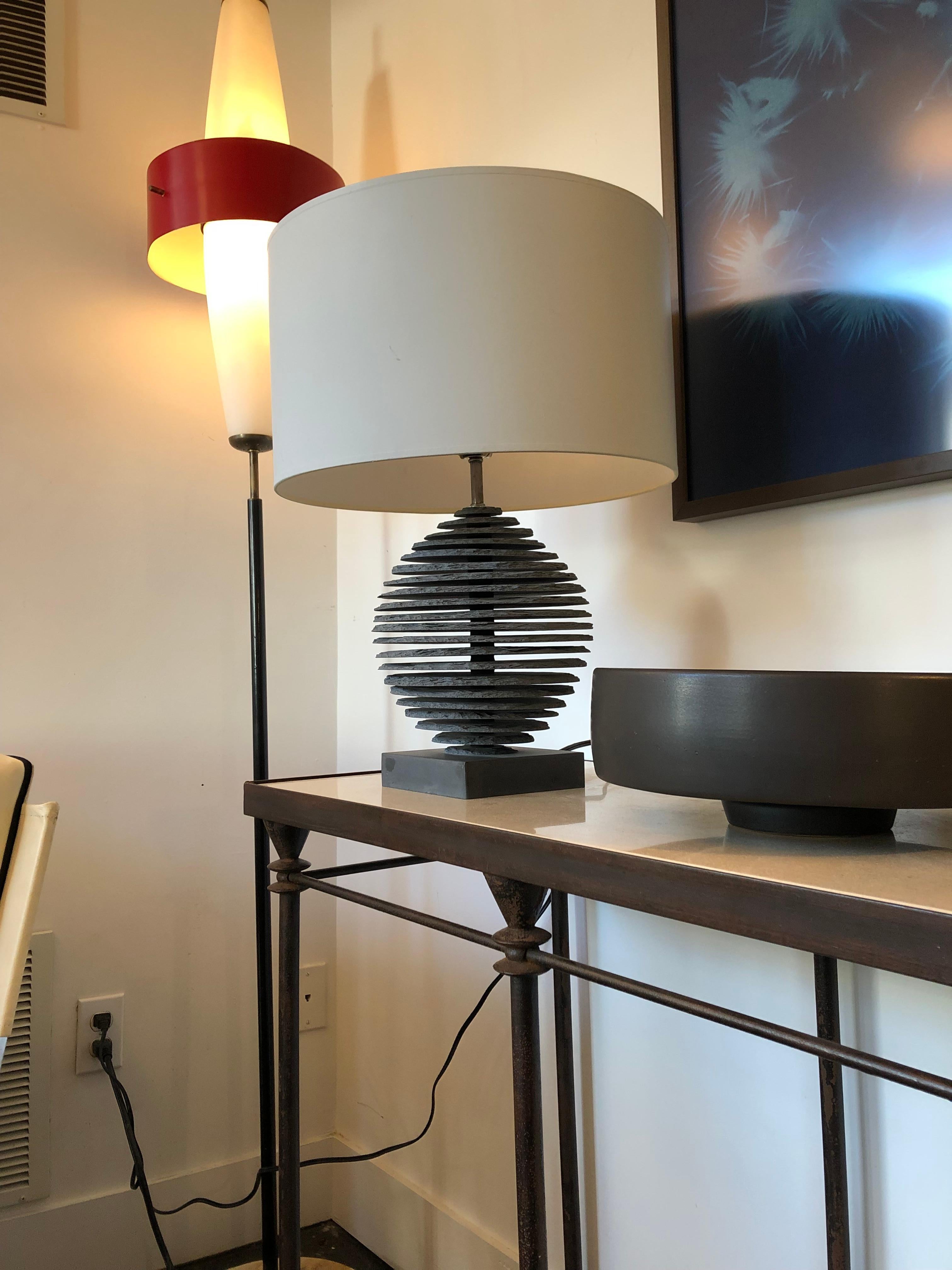 American Strata Slate Sphere Table Lamp For Sale