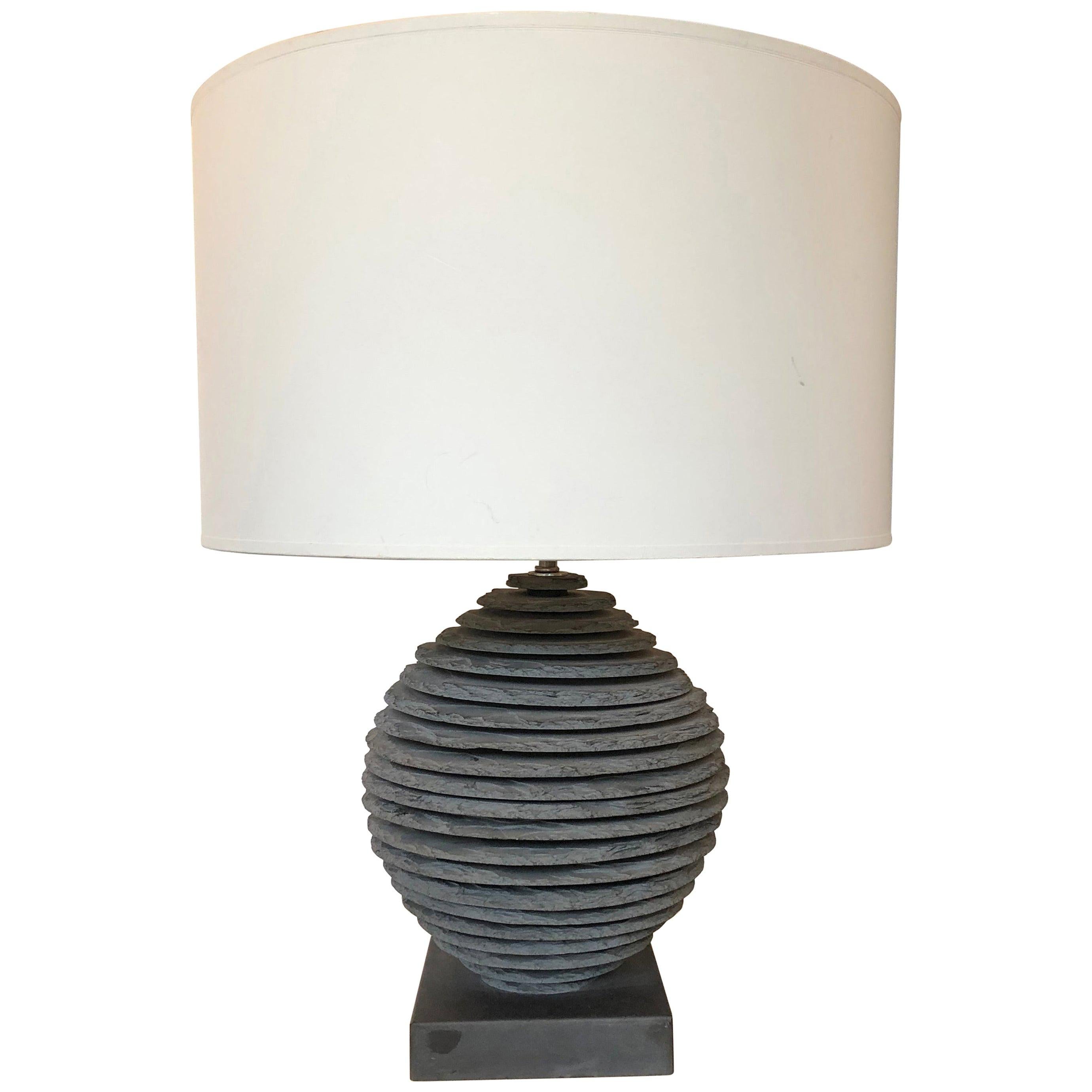 Strata Slate Sphere Table Lamp For Sale