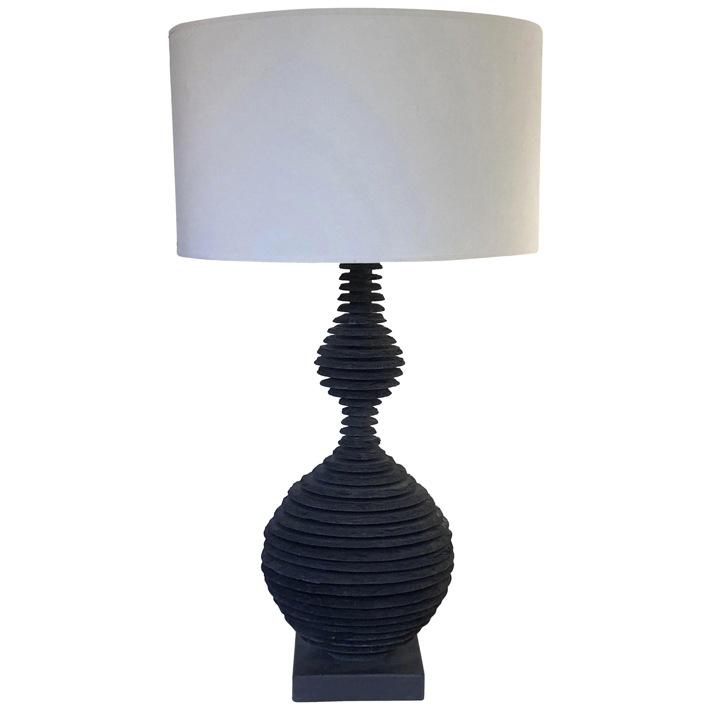 "Strata" Slate Tall Double Sphere Lamp For Sale