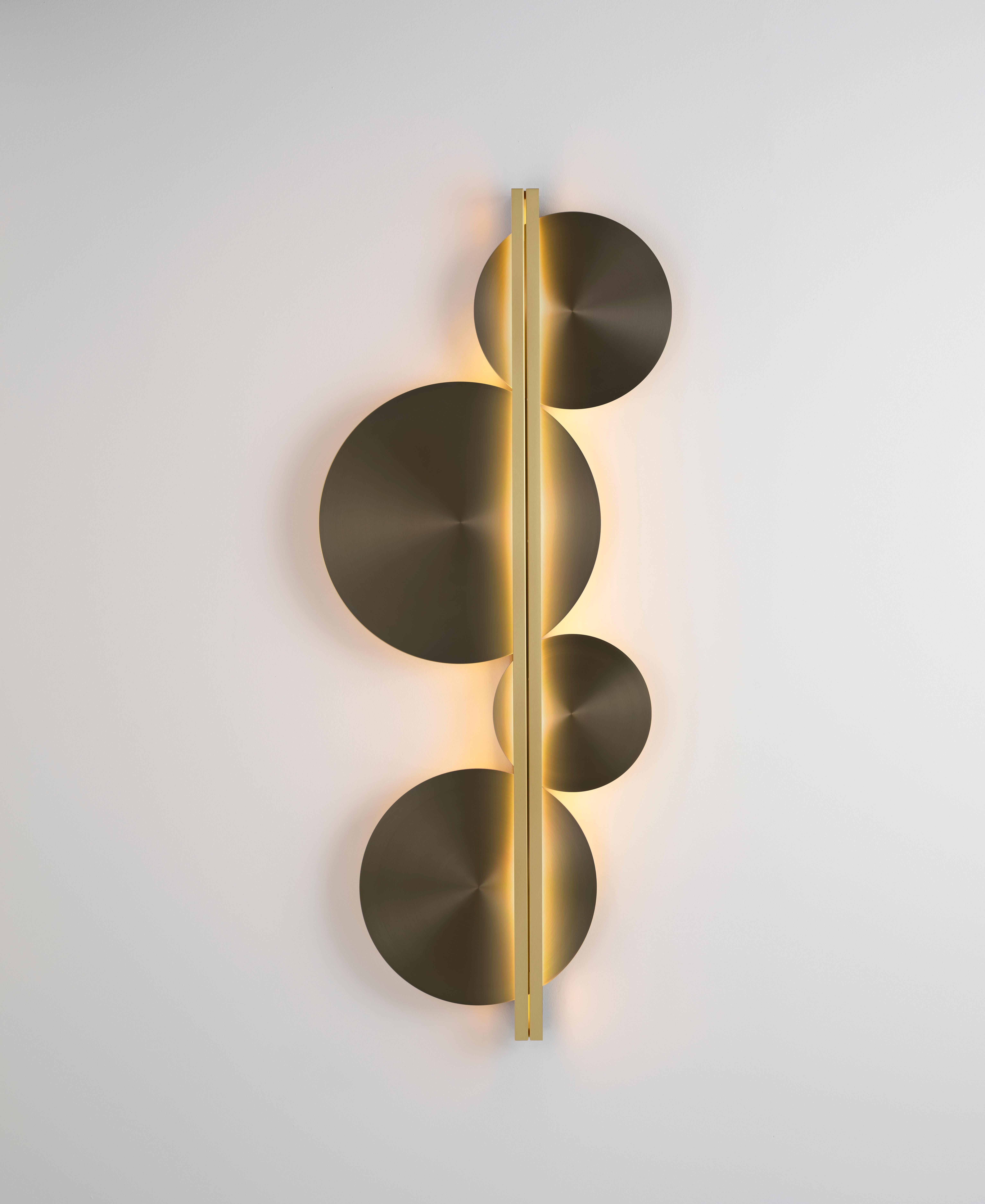 Strate Moon Wall Light by Emilie Cathelineau
Dimensions: W 62.9 x D 8.7 x H 150 cm
Materials: Solid brass, Polycarbonate diffuser.
Others finishes and dimensions are available.

All our lamps can be wired according to each country. If sold to