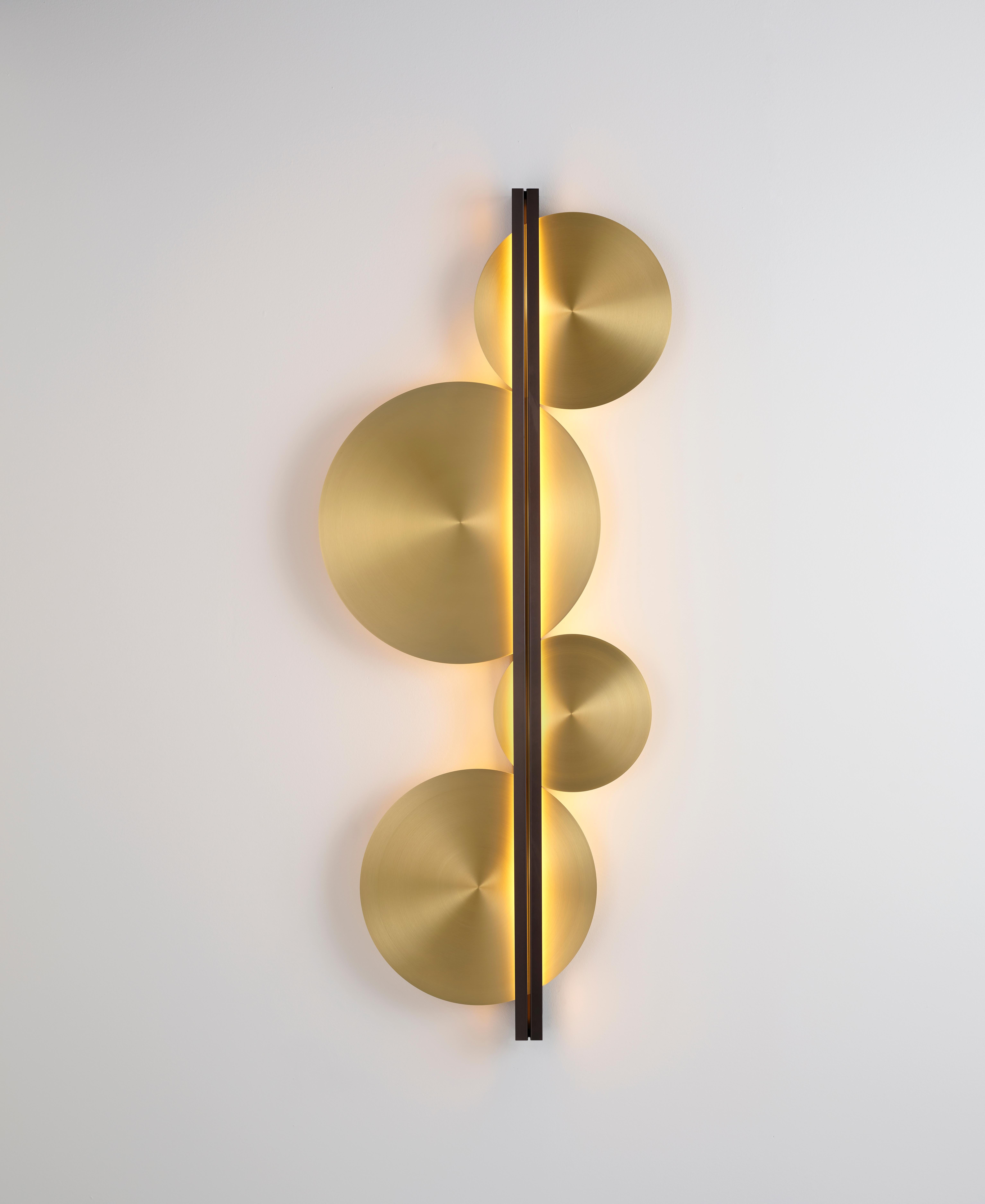 Strate moon wall light by Emilie Cathelineau
Dimensions: W 62.9 x D 8.7 x H 150 cm
Materials: solid brass, polycarbonate diffuser.
Others finishes and dimensions are available.

All our lamps can be wired according to each country. If sold to