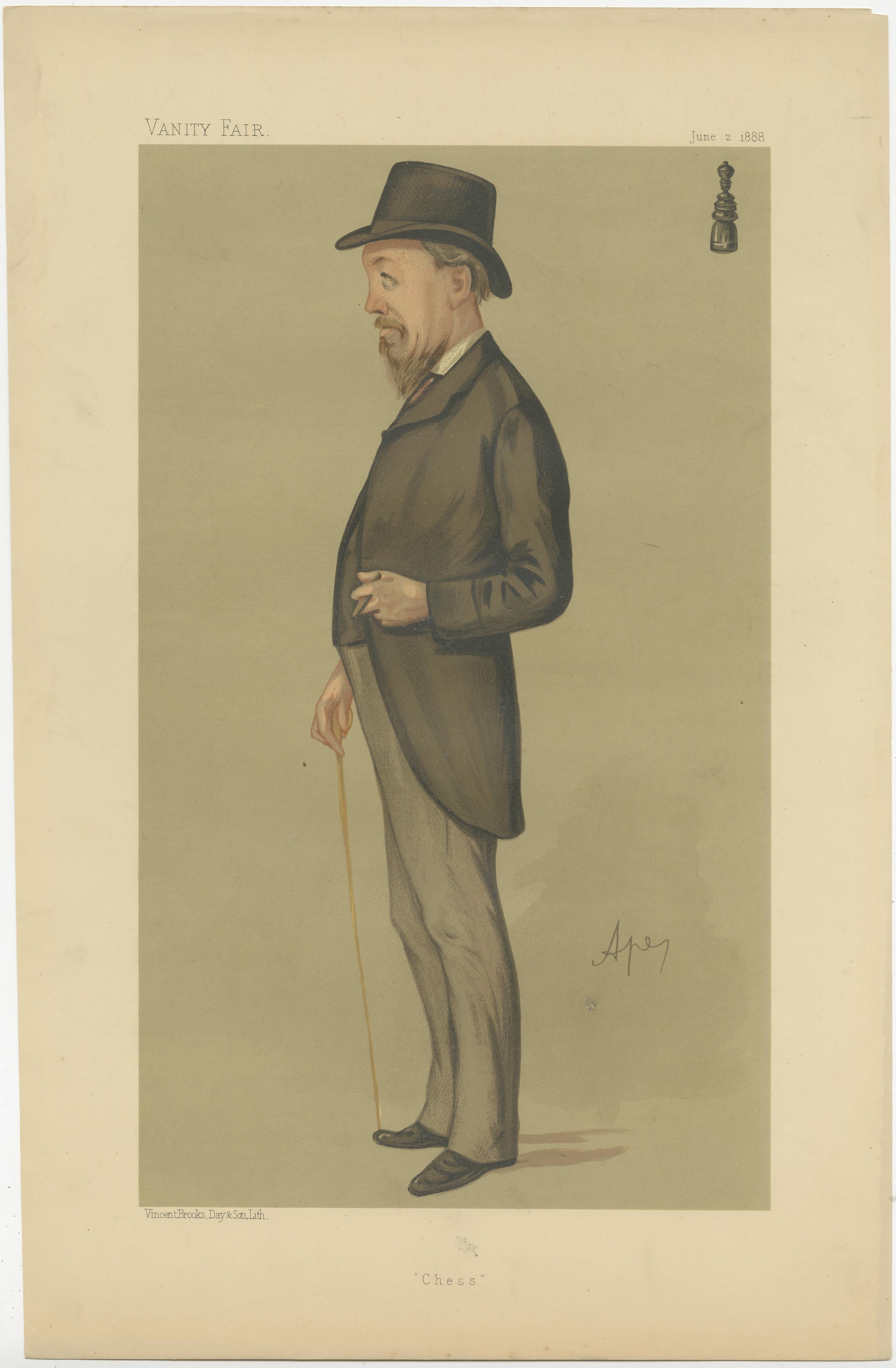 Strategischer Meister: J. H. Blackburne, Chess Luminary, Vanity Fair 1888 von Spy (Papier) im Angebot