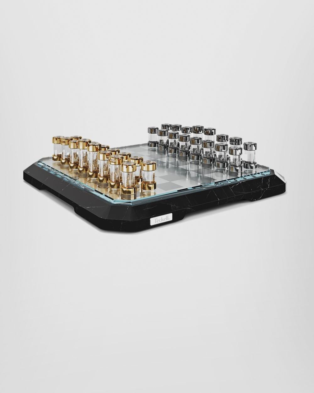 Contemporary STRATEGO Chessboard in black by Lorenzo Di Giovanni for Teckell For Sale