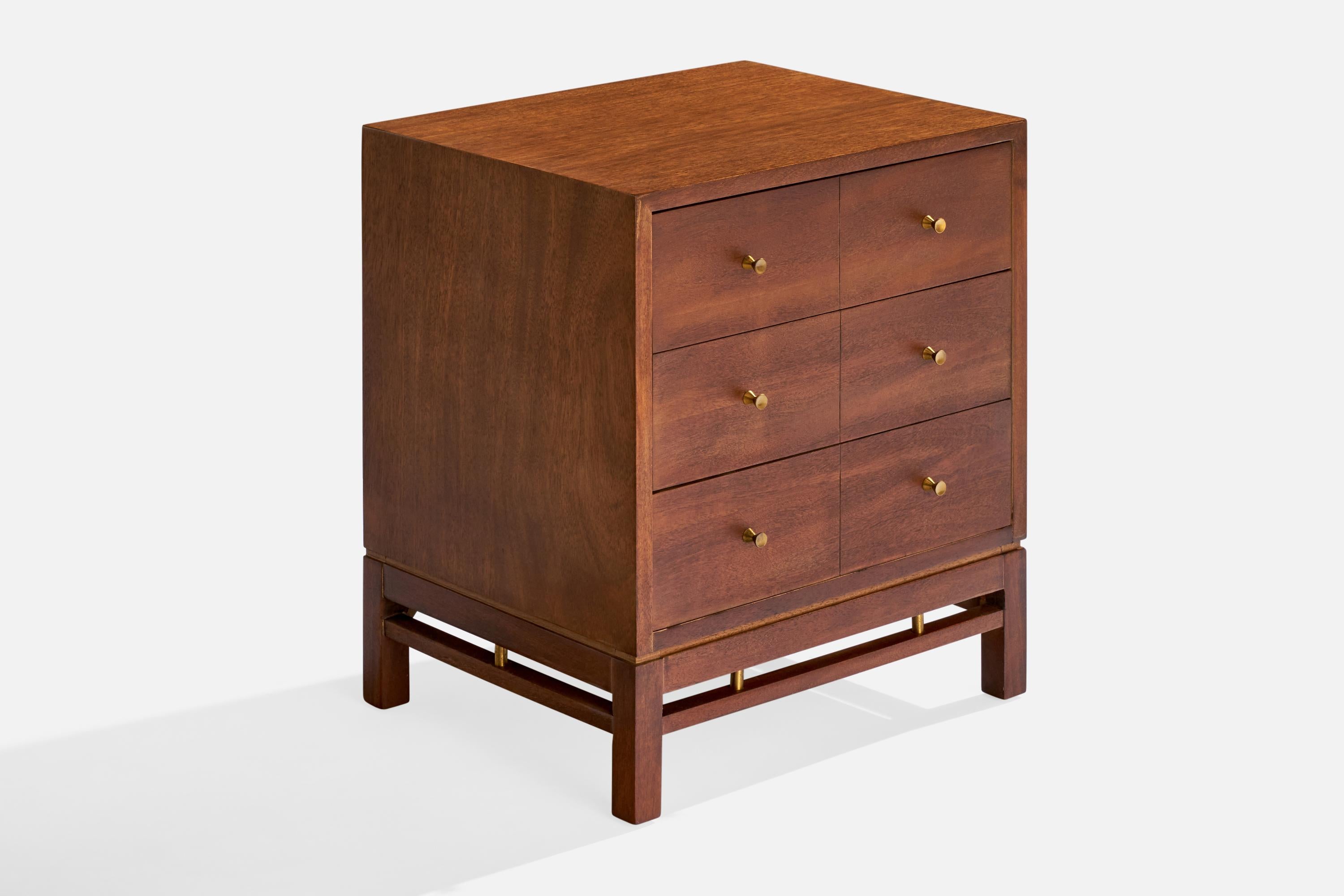 Stratford House, Nightstands, Walnut, Brass, USA, 1950s In Good Condition In High Point, NC