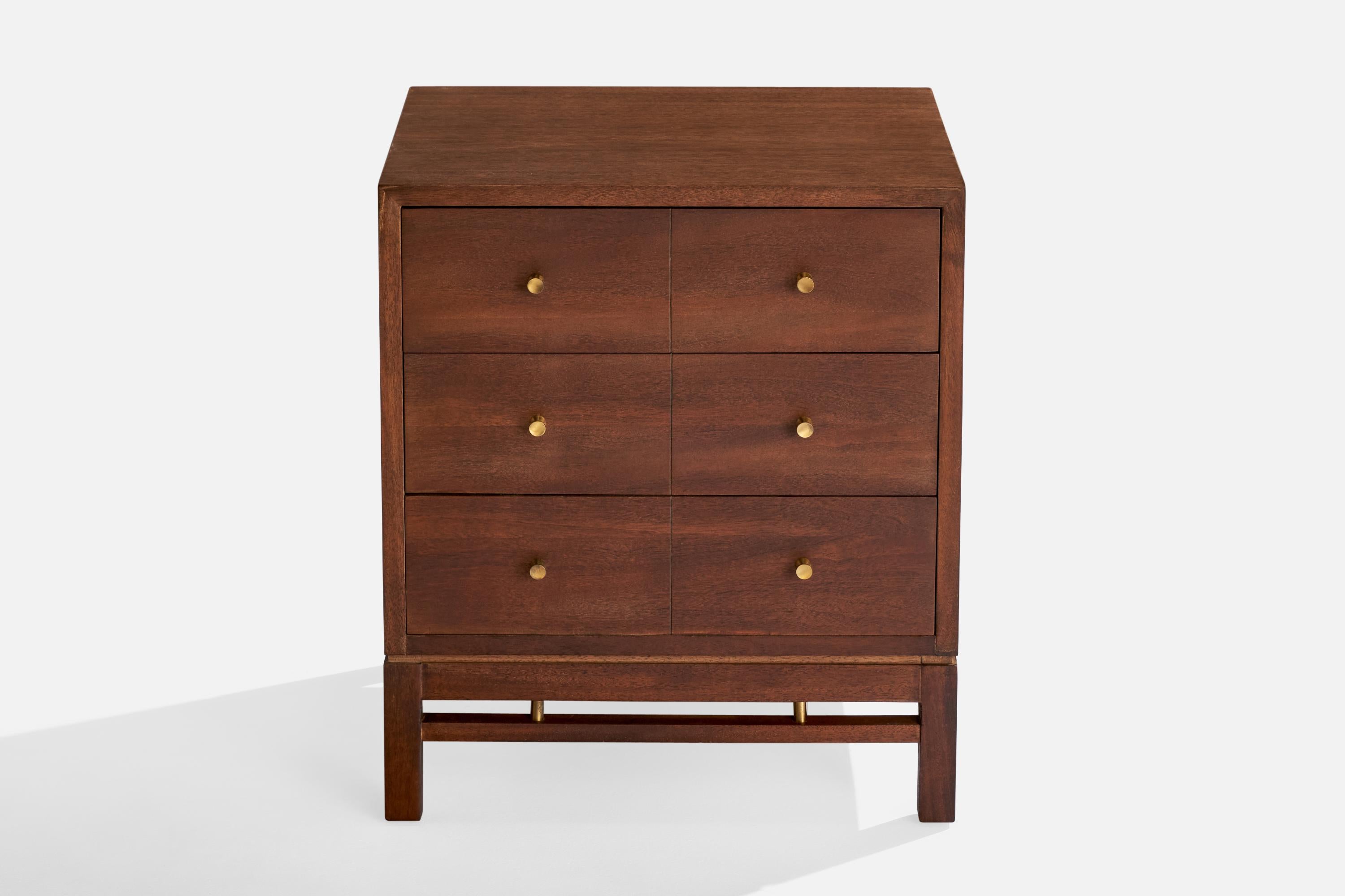 Mid-20th Century Stratford House, Nightstands, Walnut, Brass, USA, 1950s