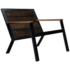 Stratford Modern Lounge Chair by Ambrozia, Aged Ashwood and Hand Blackened Steel