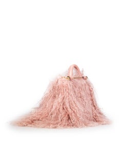 Strathberry Pink Mongolian Long Shearling Fur Bag