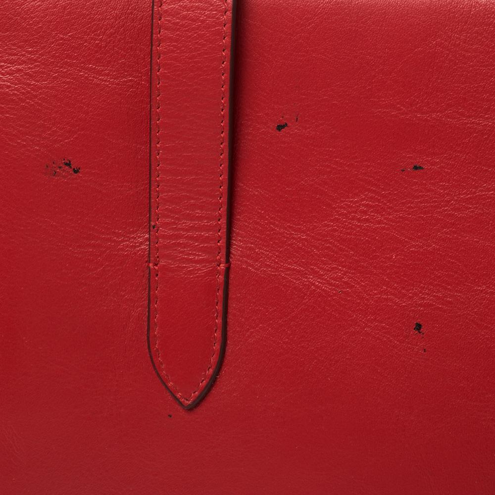 Strathberry Red Leather Midi Tote In Good Condition In Dubai, Al Qouz 2
