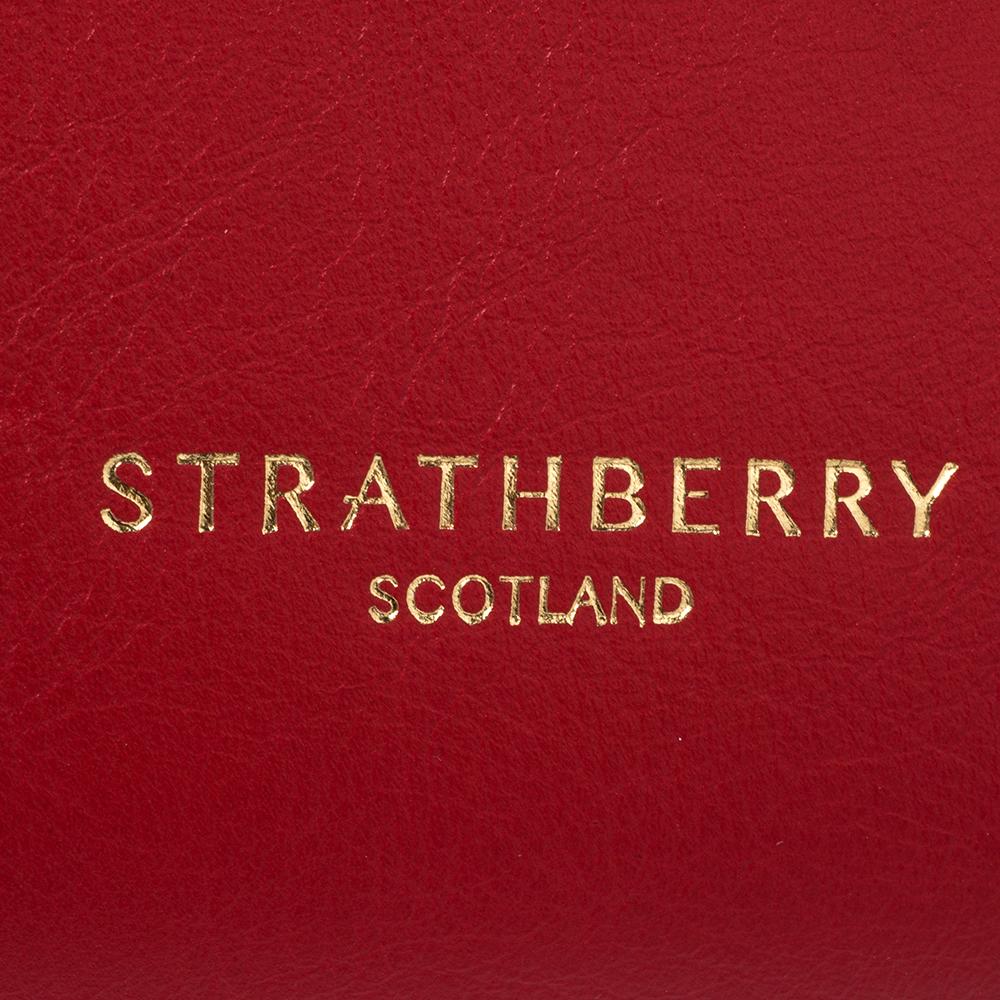 Strathberry Red Leather Midi Tote 1