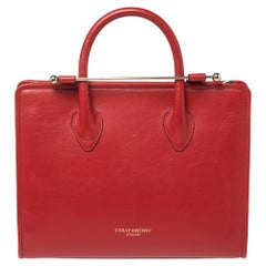 Strathberry Red Leather Midi Tote