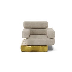 Strati Sculptural Single Sofa by MainGUILTY with Ceramic Marble Detail & Fabric