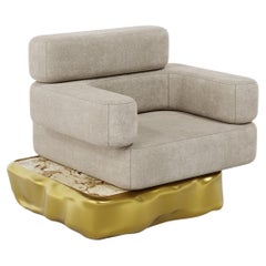 Strati Sculptural Single Sofa by MainGUILTY with Ceramic Marble Detail & Fabric
