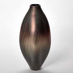 Stratiform 2.1.002, bronze & grey sculptural glass vessel by Liam Reeves