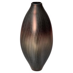 Stratiform 2.1.002, bronze & grey sculptural glass vessel by Liam Reeves
