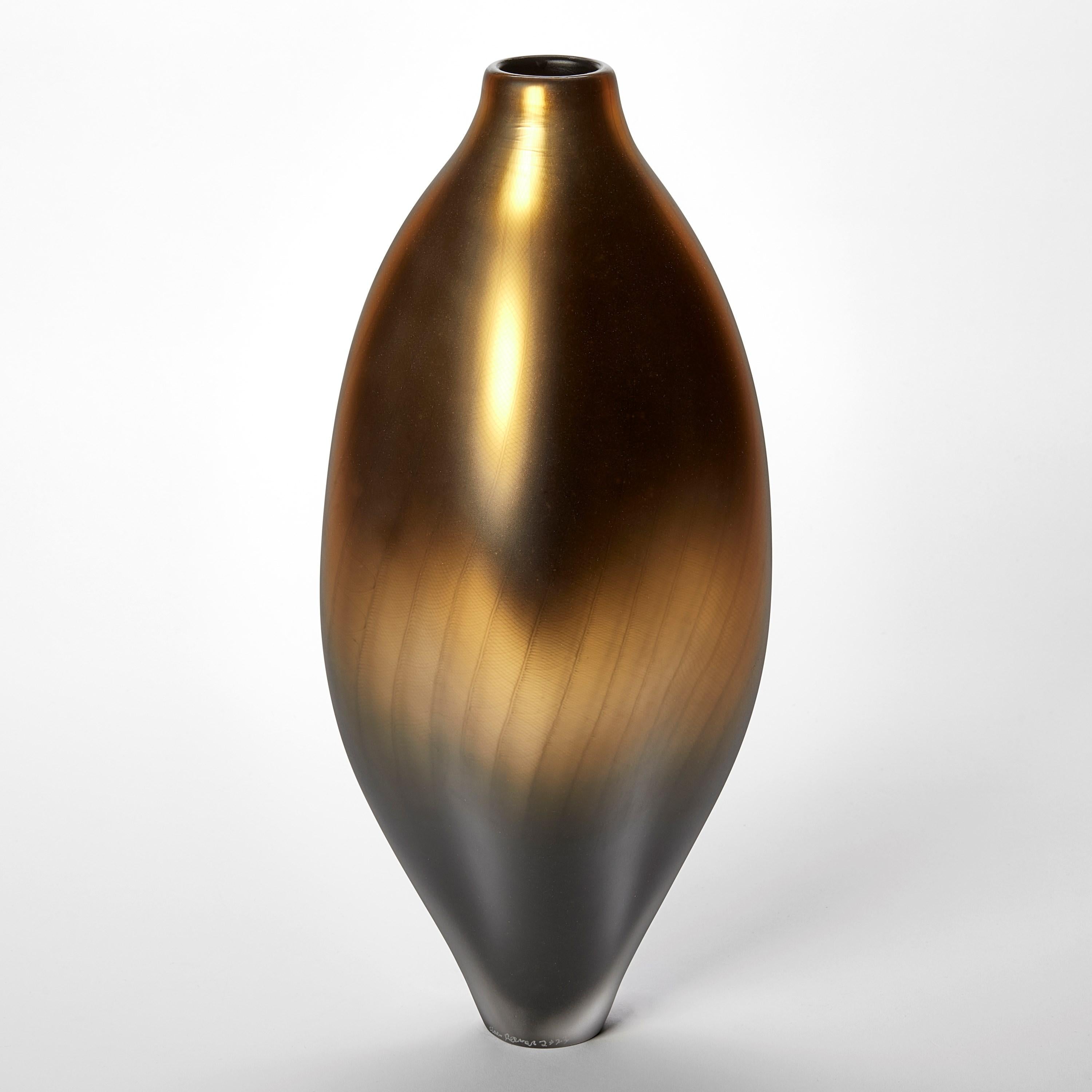 Organic Modern Stratiform Aurum 2.0.001, gold & grey handblown glass vessel by Liam Reeves For Sale