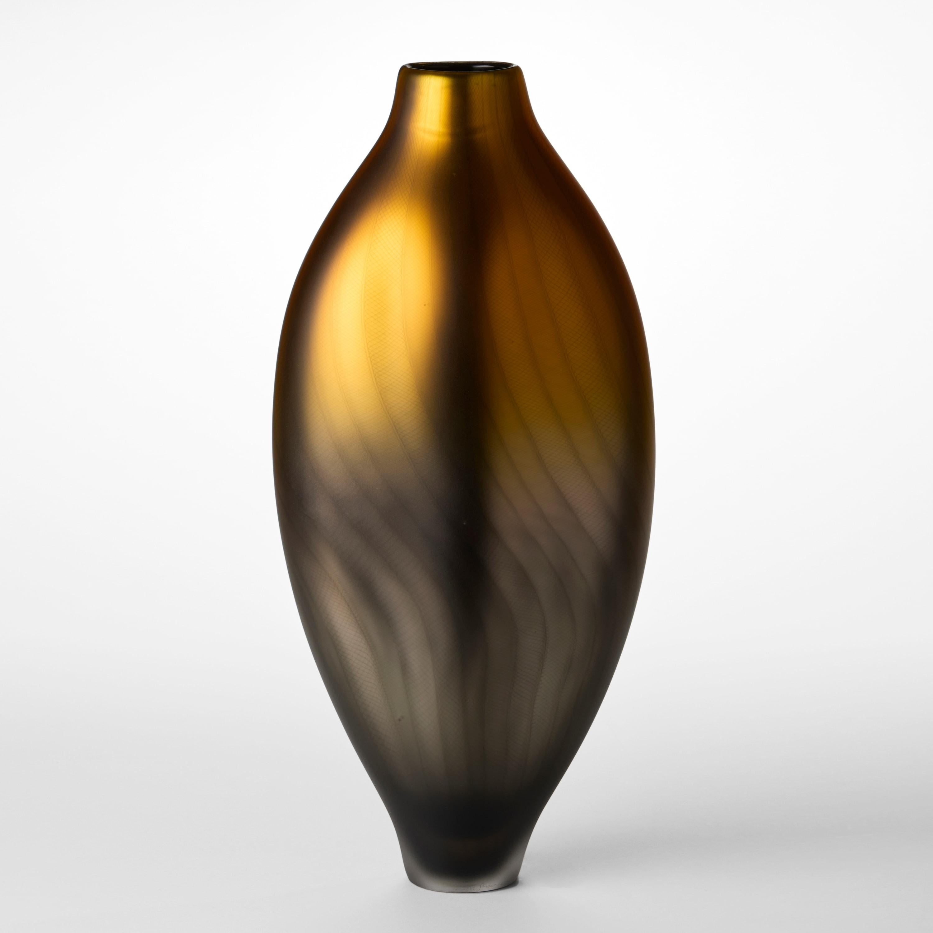 Organic Modern Stratiform Aurum 2.0.004, gold & grey metallic blown glass vase by Liam Reeves For Sale