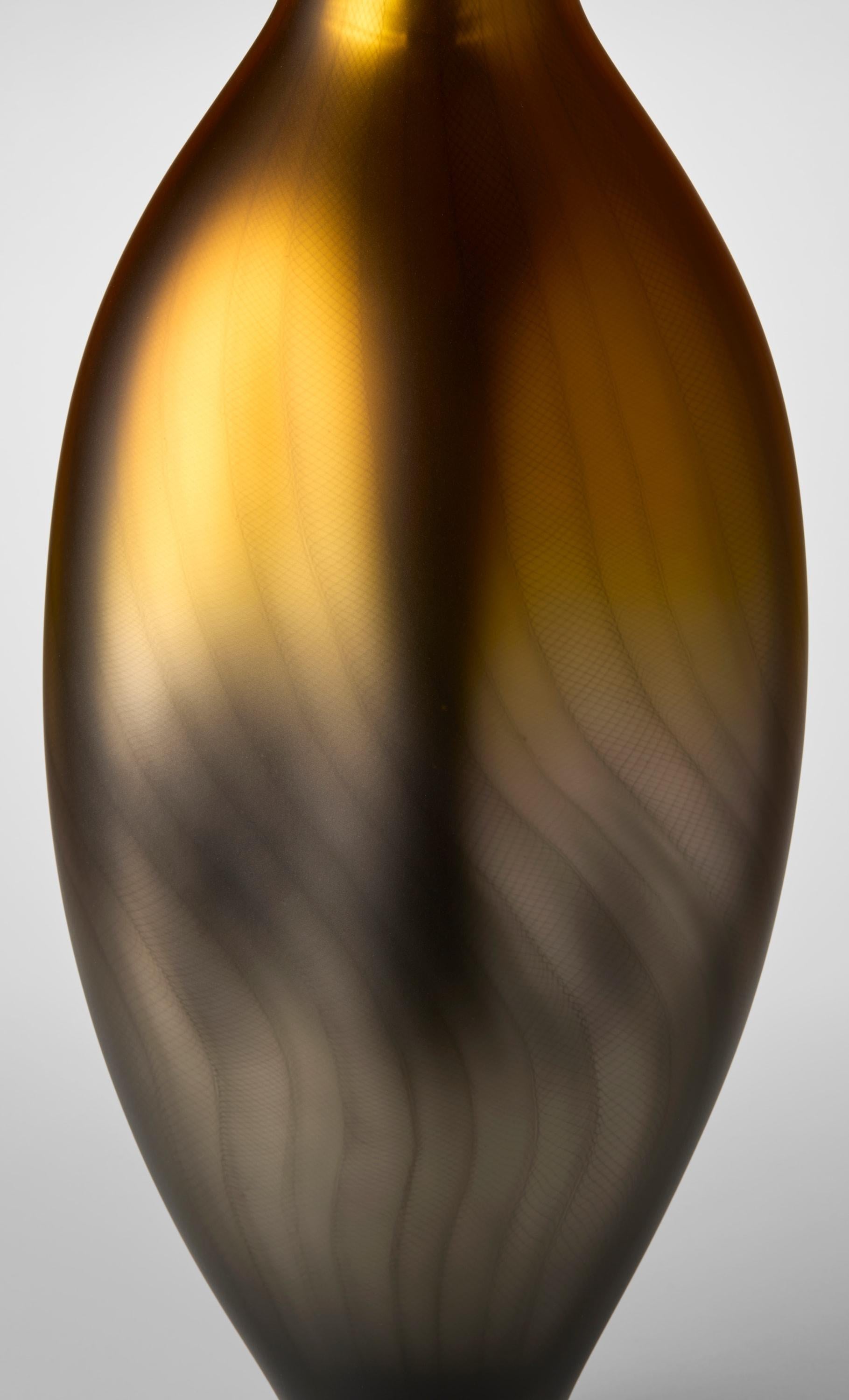British Stratiform Aurum 2.0.004, gold & grey metallic blown glass vase by Liam Reeves For Sale