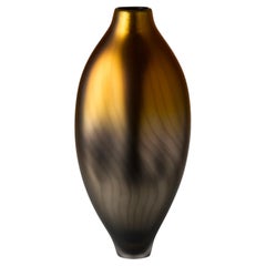 Stratiform Aurum 2.0.004, gold & grey metallic blown glass vase by Liam Reeves