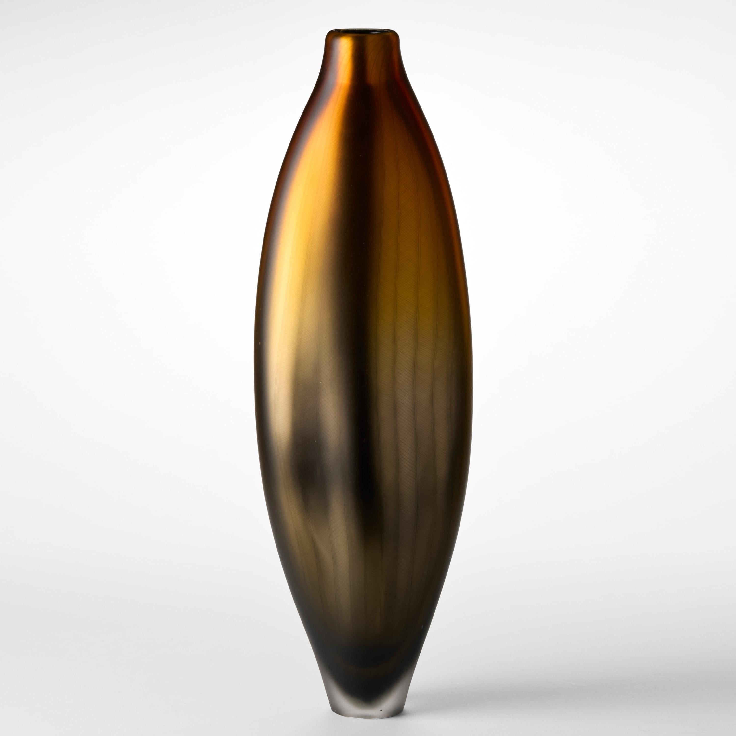 Organic Modern Stratiform Aurum 2.0.005, gold handblown glass sculptural vessel by Liam Reeves For Sale