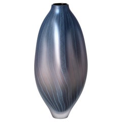 Stratiform Turchese 2.0.001, metallic aqua glass vessel by Liam Reeves