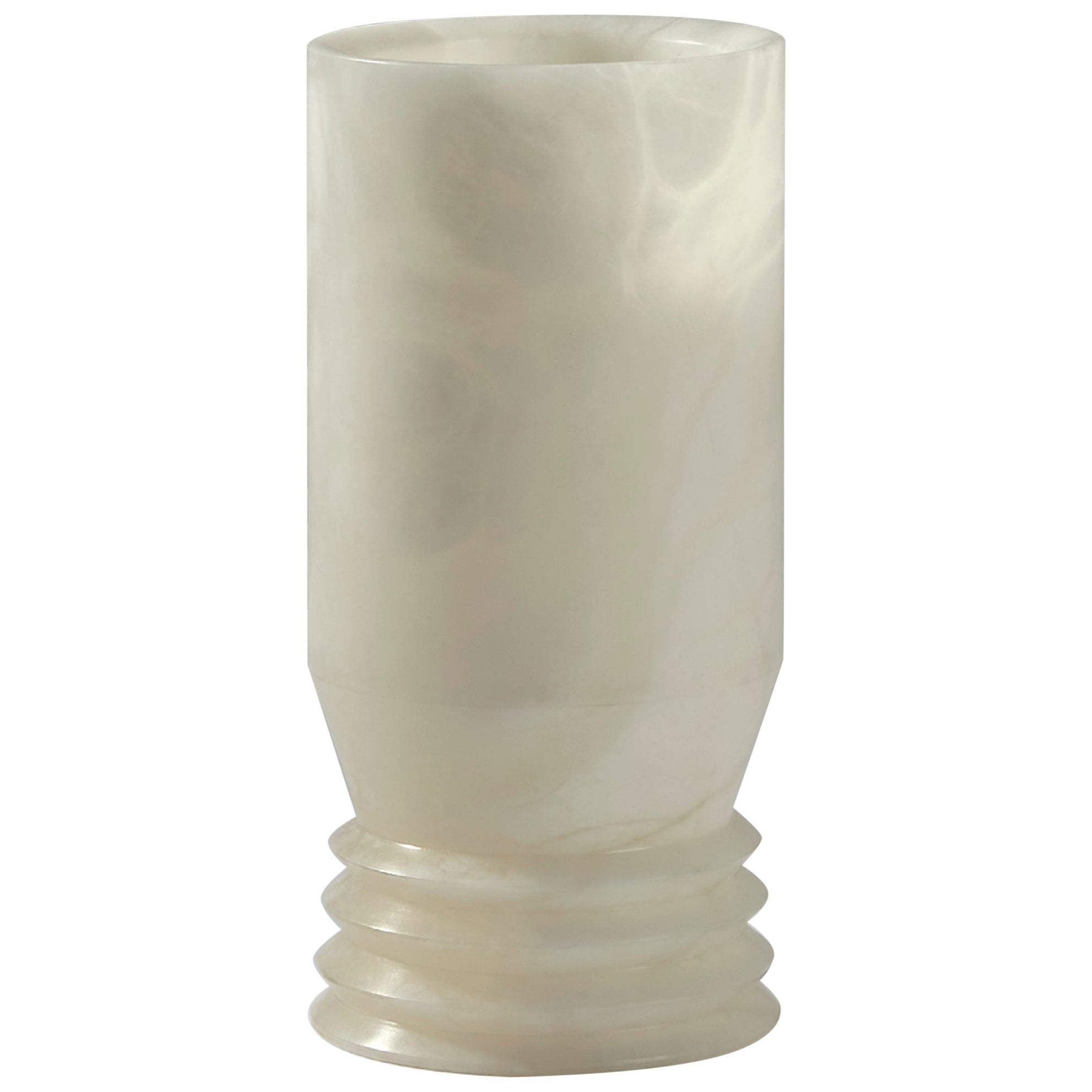 Vase « Strato due » en albâtre toscan d'Andrea Grecucci