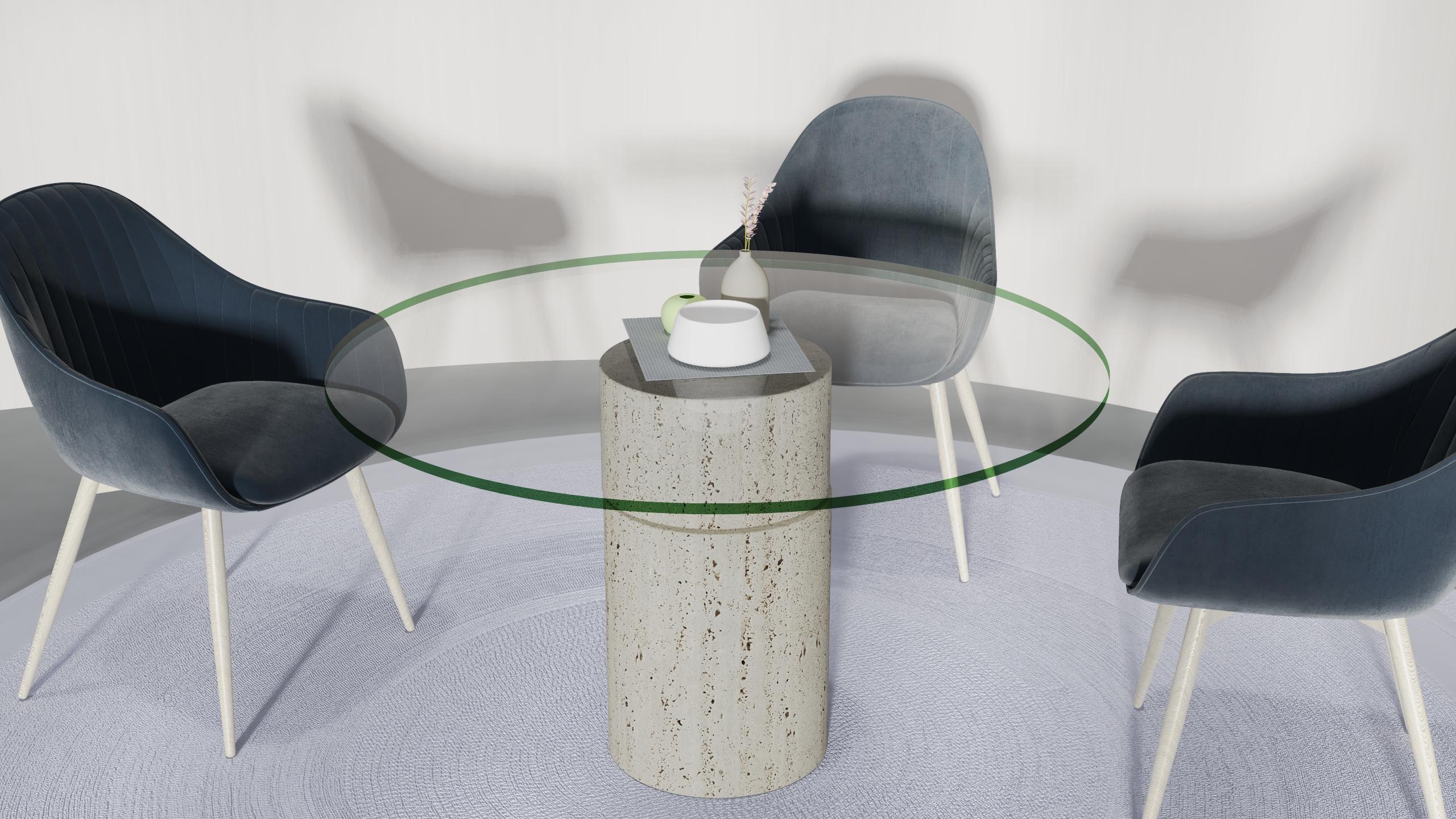 Strato Italian Travertine Marble Dining Table Contemporary Design Modern Column en venta 2