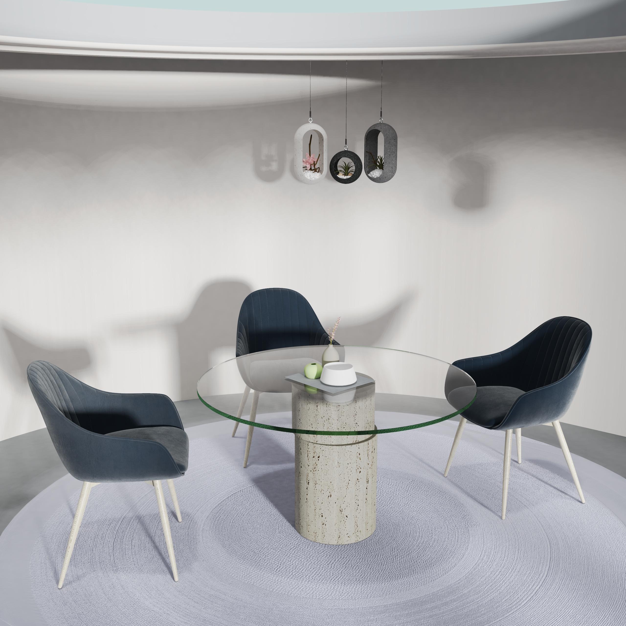 Strato Italian Travertine Marble Dining Table Contemporary Design Modern Column en venta 3