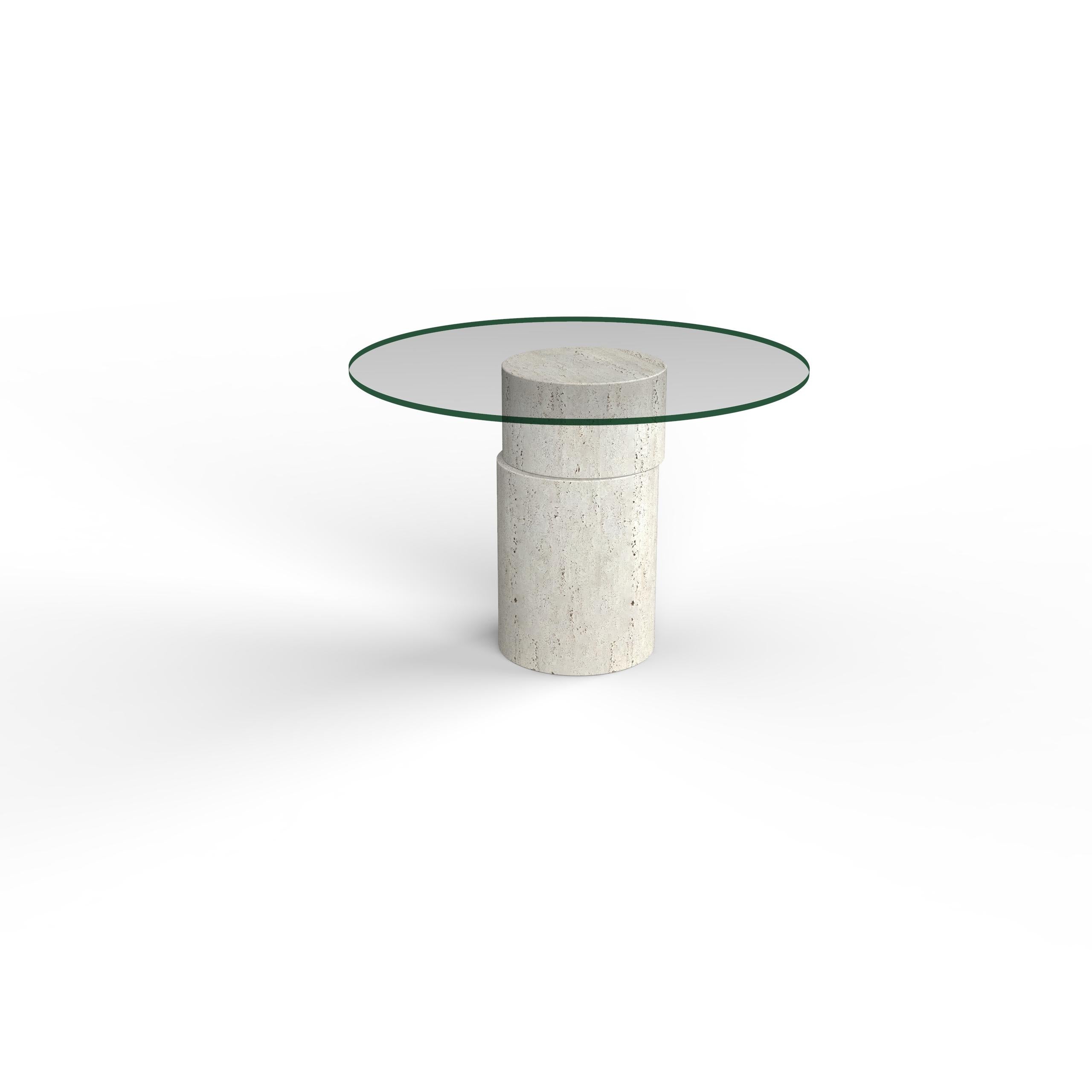 Strato Italian Travertine Marble Dining Table Contemporary Design Modern Column Moderno en venta