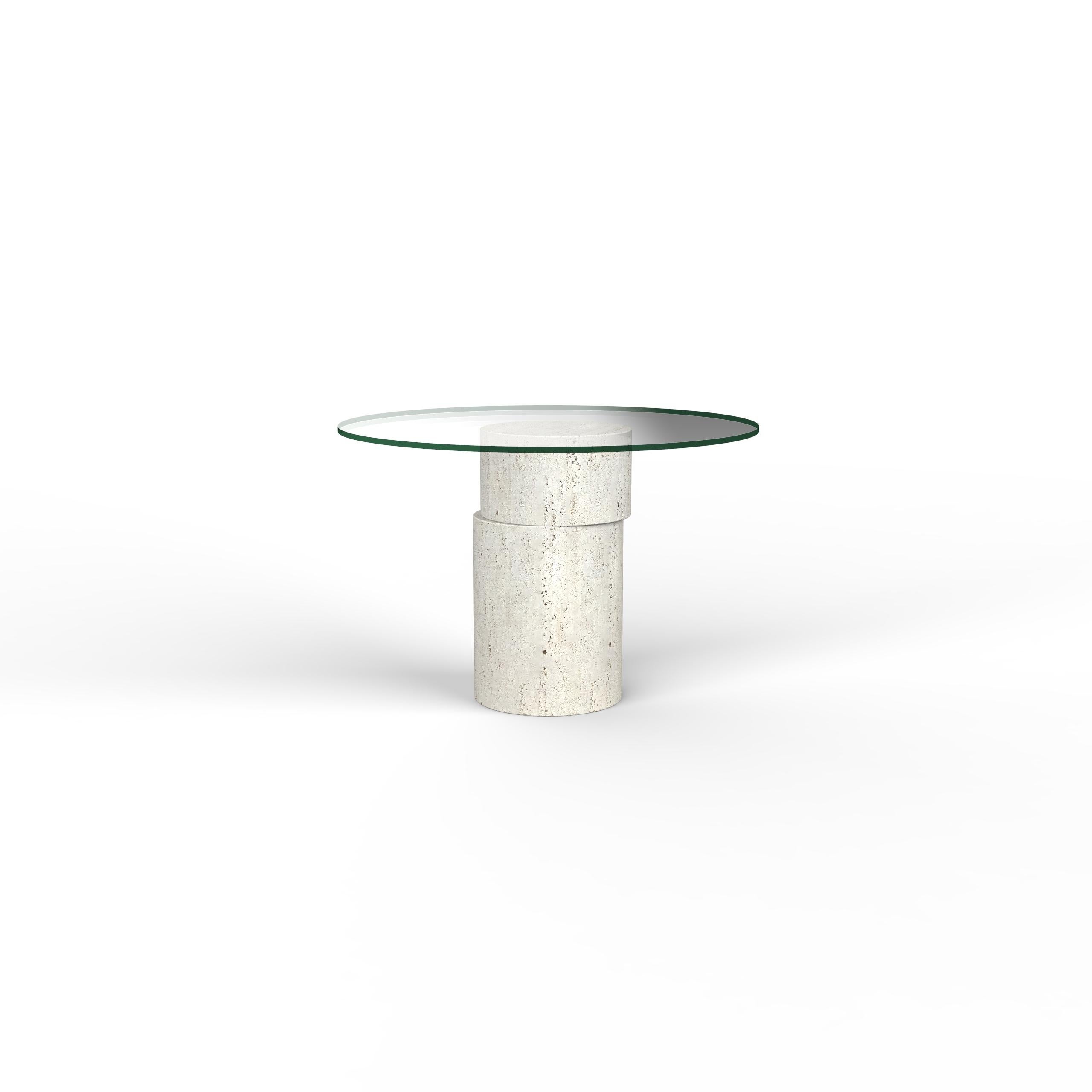 Strato Italian Travertine Marble Dining Table Contemporary Design Modern Column Hecho a mano en venta