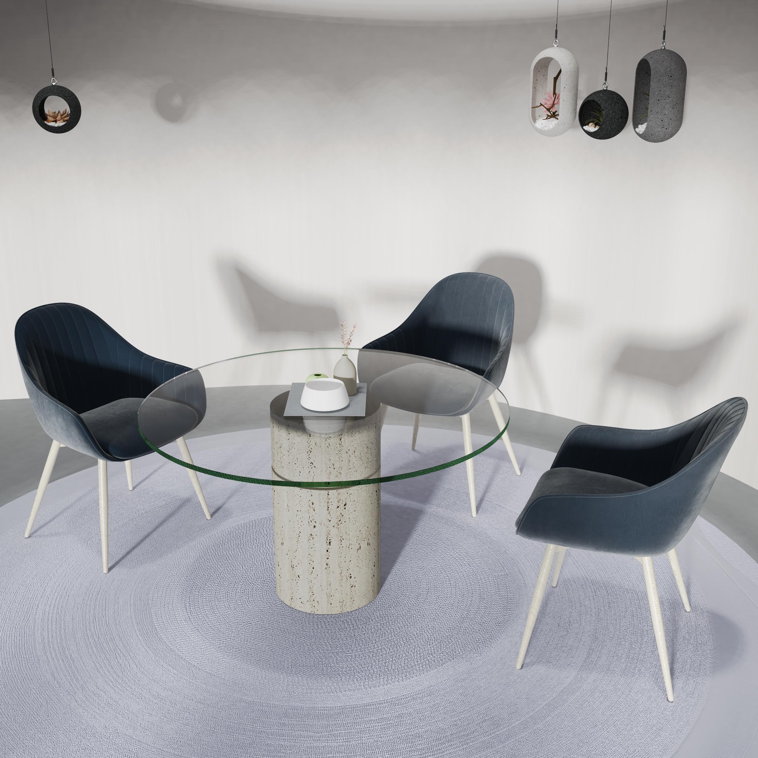 Strato Italian Travertine Marble Dining Table Contemporary Design Modern Column Siglo XXI y contemporáneo en venta