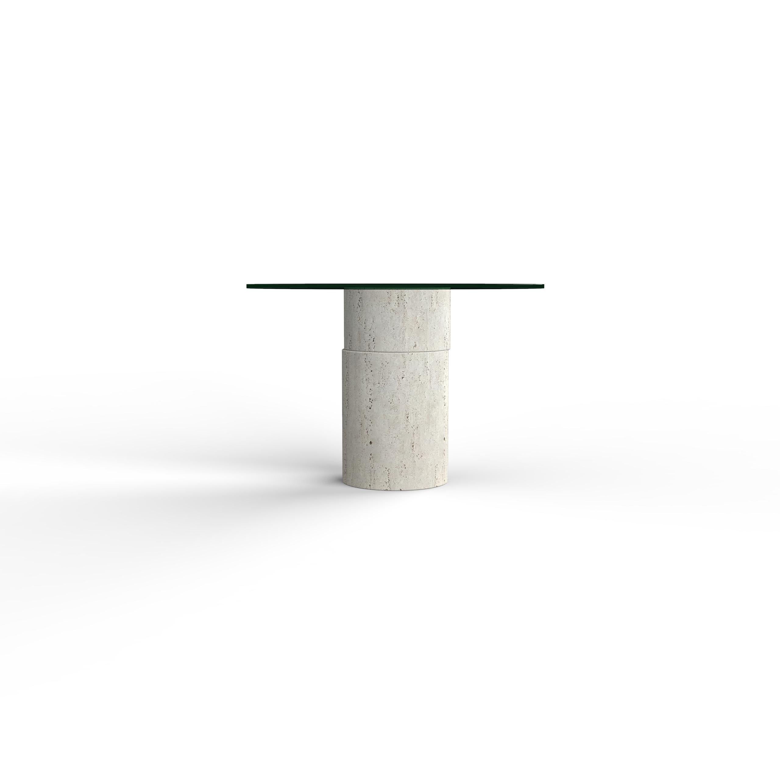 Strato Italian Travertine Marble Dining Table Contemporary Design Modern Column Cristal en venta