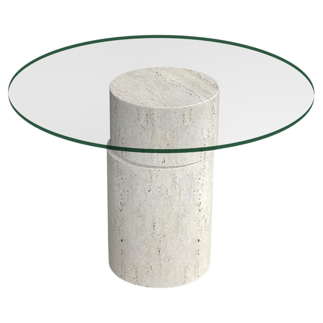 Strato Italian Travertine Marble Dining Table Contemporary Design Modern Column en venta