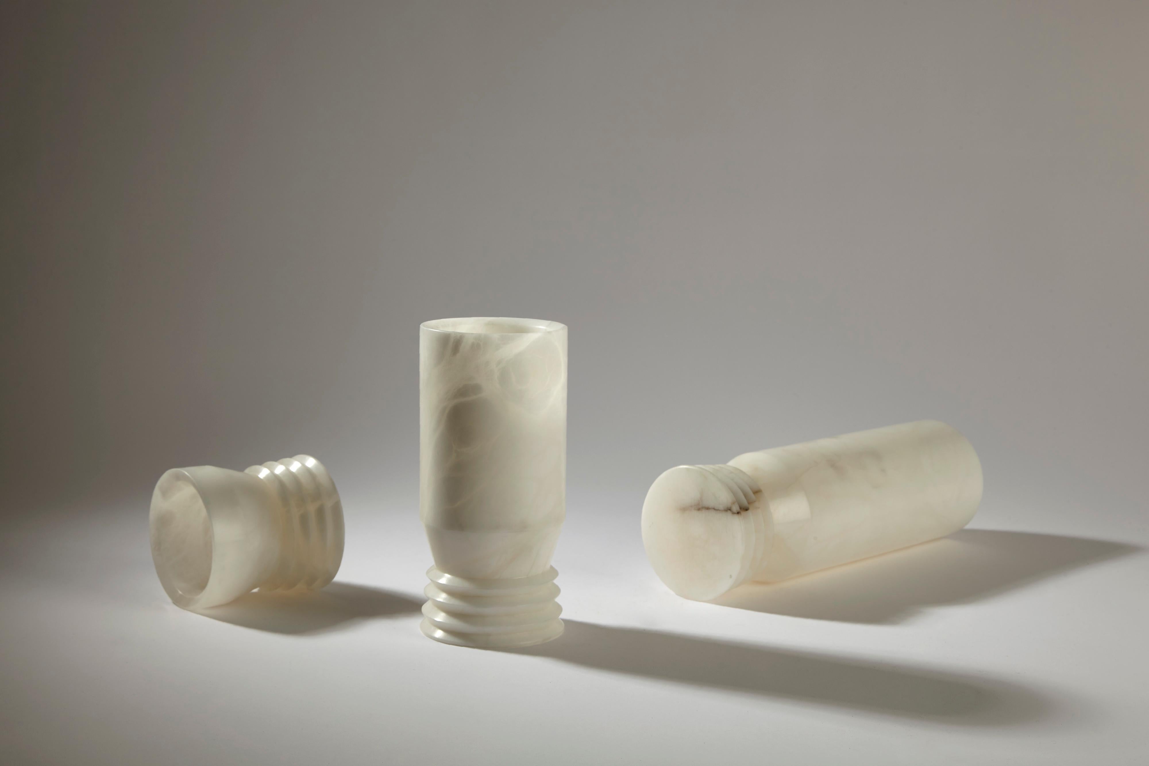 Moderne Ensemble de vases Strato en albâtre toscan d'Andrea Grecucci en vente