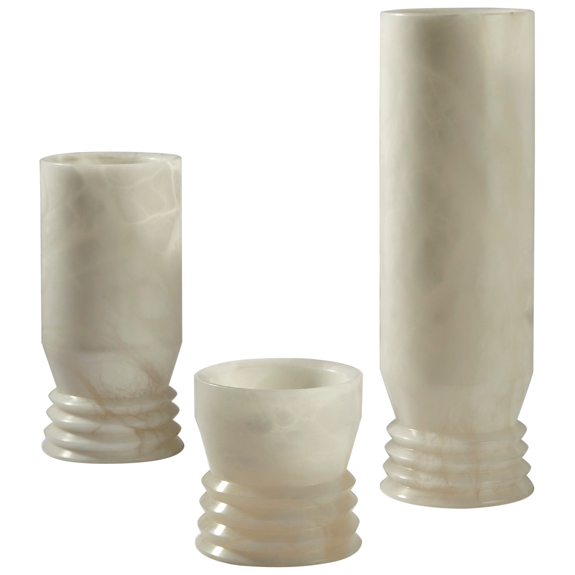"Strato" Vase Set in Tuscan Alabaster by Andrea Grecucci For Sale