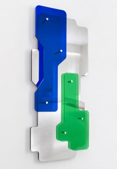 Stratos Blue & Green Maxi Sculptural Wall Mirror by GTG Design Couture
