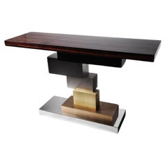 Console Stratos avec plateau en macassar naturel, design Gas Studio