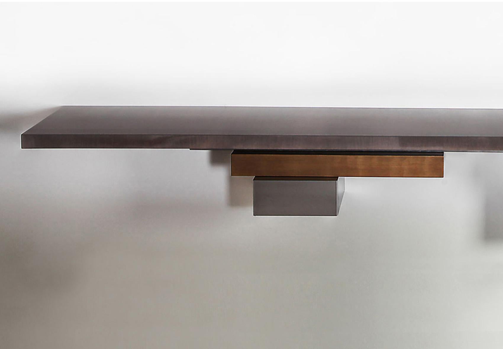 Lebanese Stratos L, Console, Wall Mounted with Tinted Gray Sycamore Top For Sale