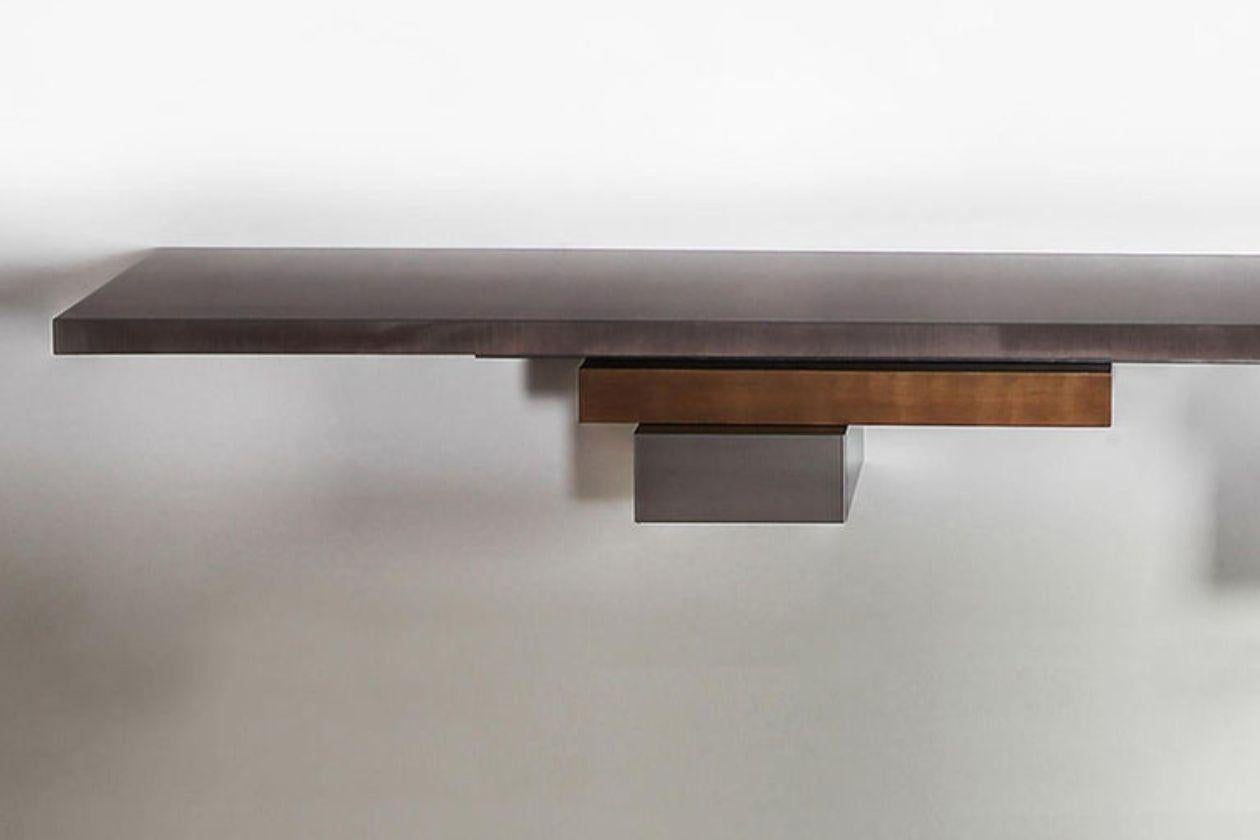 Lebanese Stratos L, Console - Wall mounted with tinted gray Sycamore Top For Sale