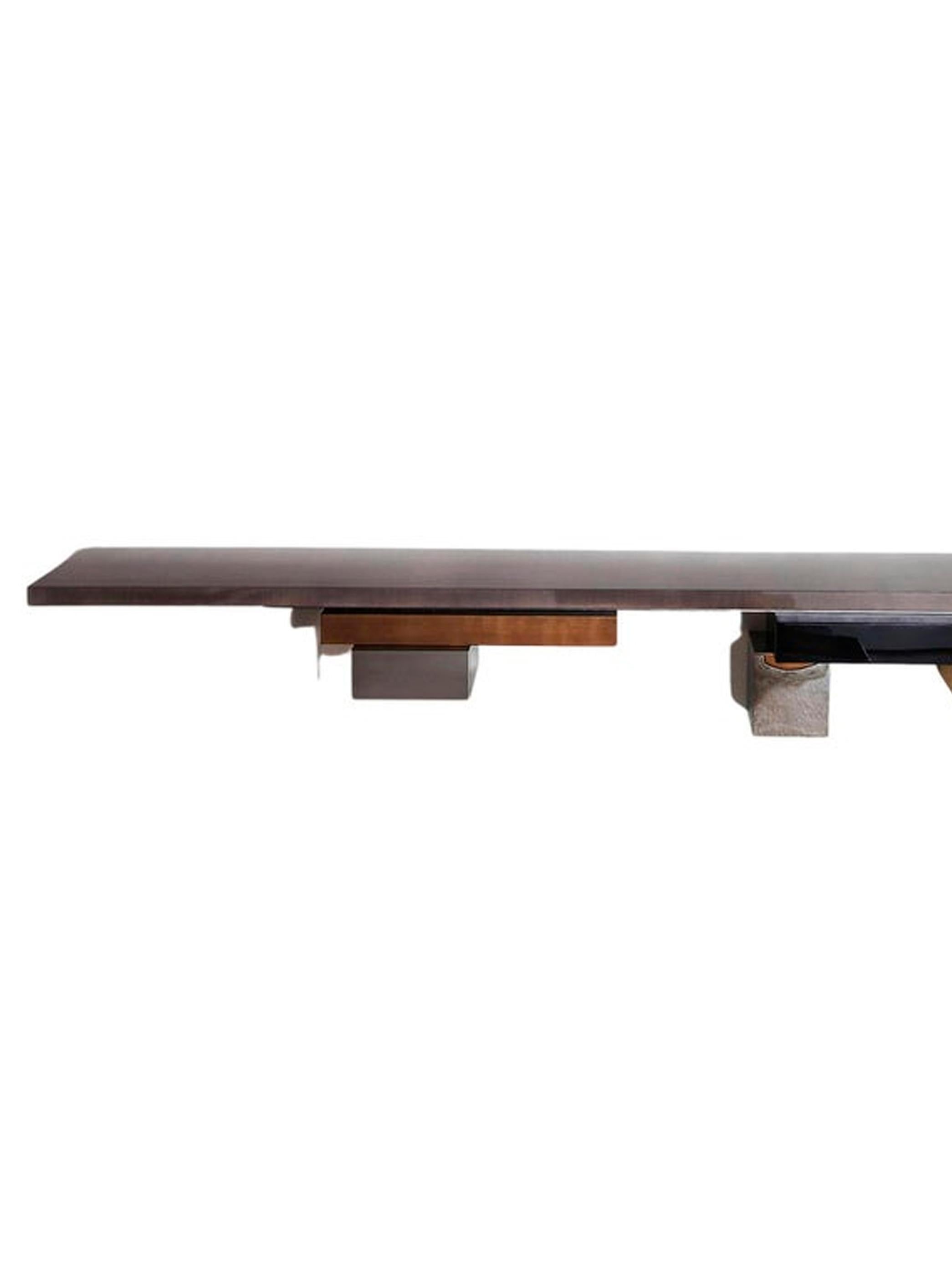 XXIe siècle et contemporain Console Stratos L, avec dessus en sycomore gris teinté, montage mural en vente
