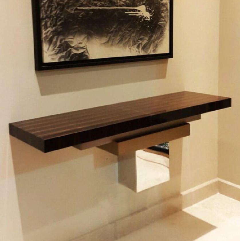 Modern Stratos S, Console, Wall Mounted with Natural Macassar Top For Sale