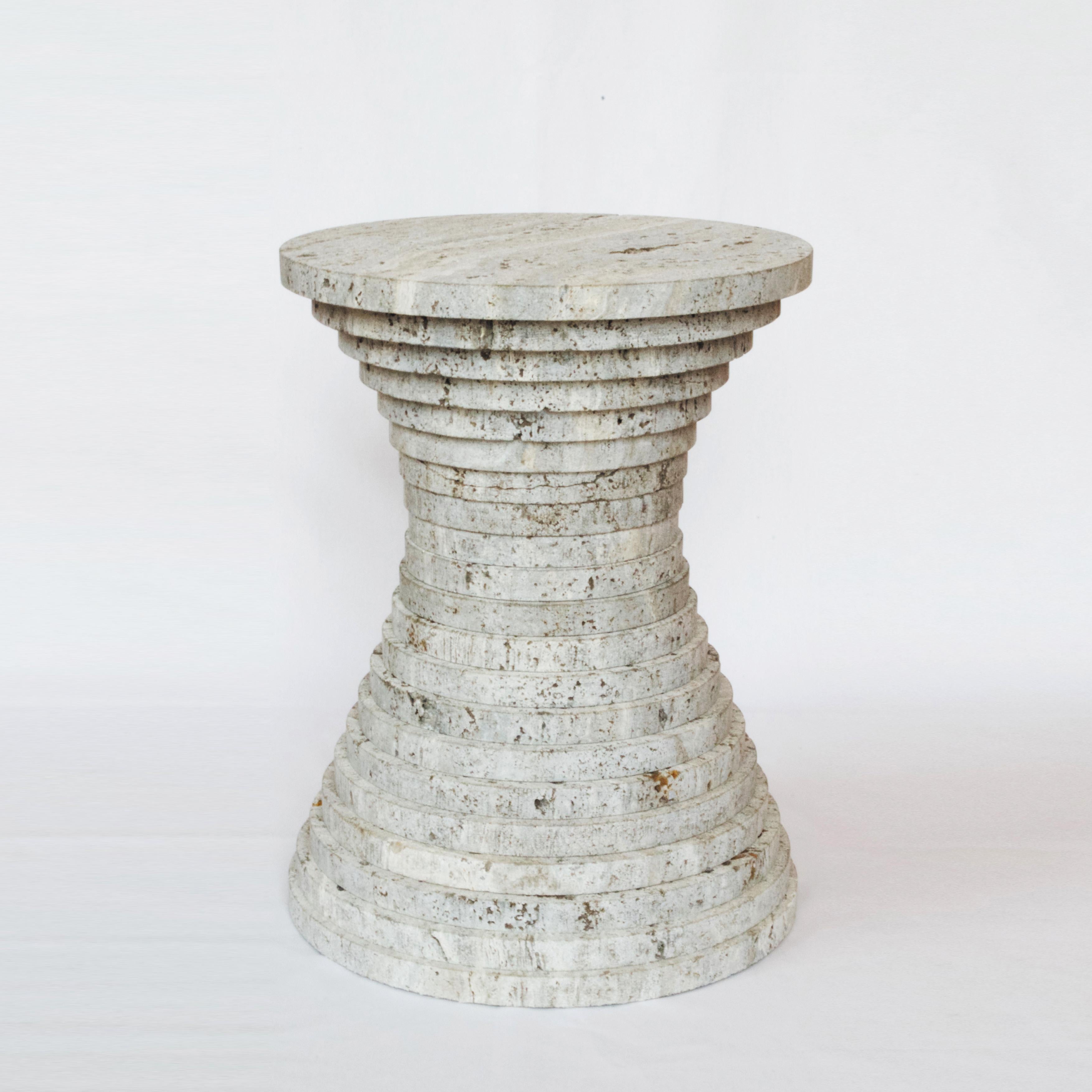 Stratum Basim Marble Stool by Daan De Wit
Numbered Edition
Dimensions: D 30 x H 42 cm.
Materials: Titanium Traverine.
16 kg
Also available in other materials.

This time the focus is on marble and more specifically the costly and irreversible waste
