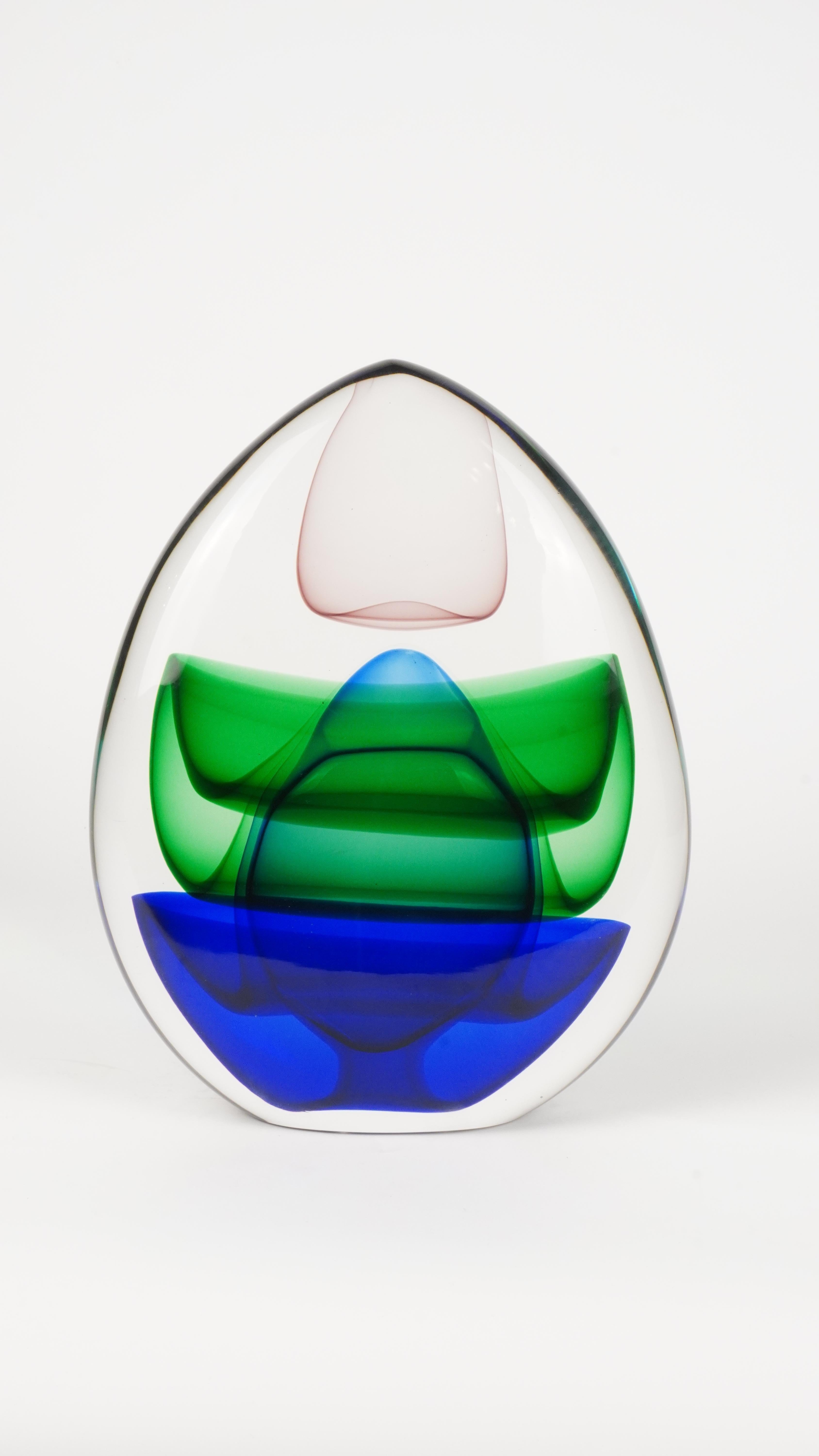Hand-Crafted Stratum Murano Glass Sculpture - Chroma Collection For Sale